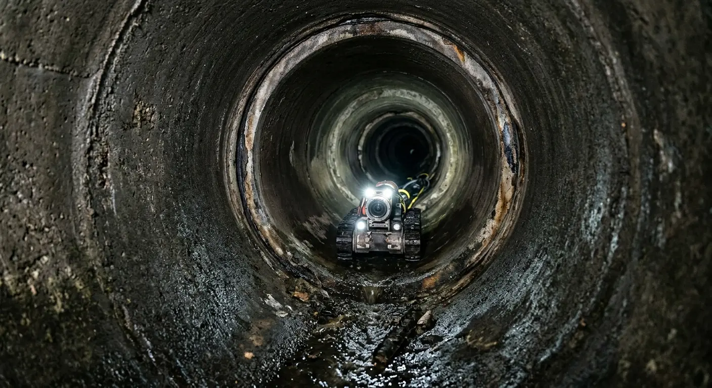 Robotic sewer camera inspecting pipe interior for Sewer Line Repair in Warner Robins