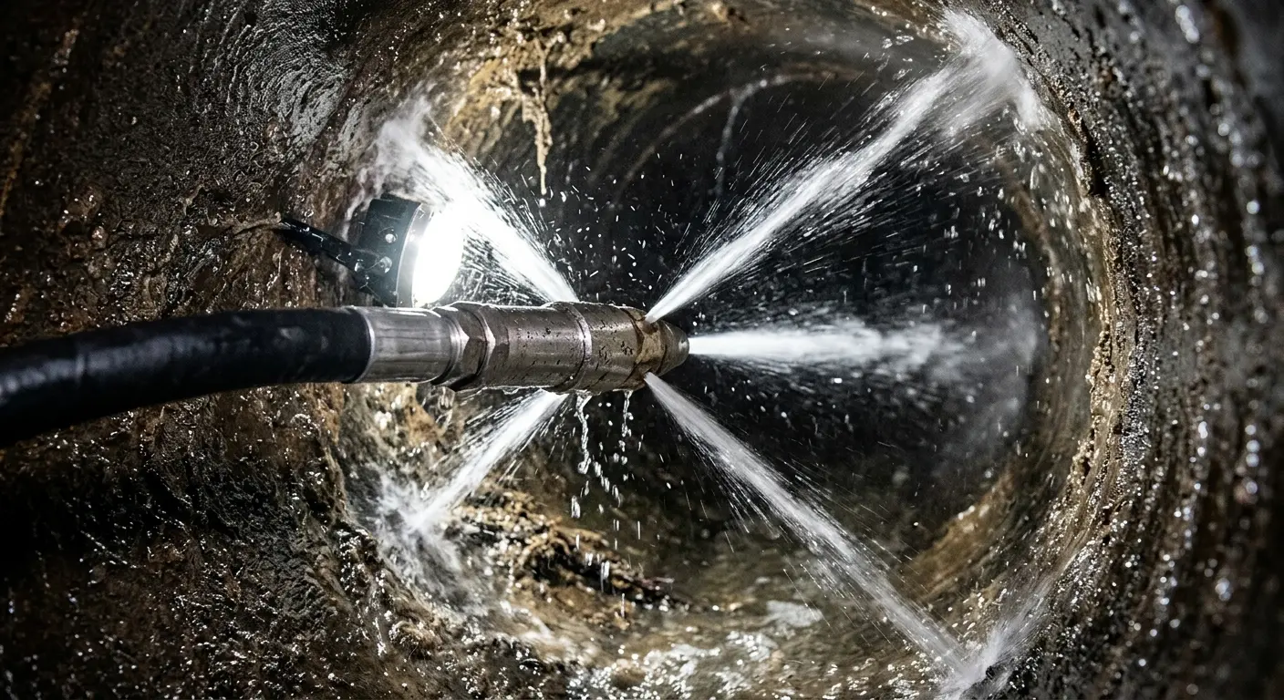 High-pressure hydro jetting nozzle cleaning sewer pipe for Storm Drain Cleaning in Warner Robins